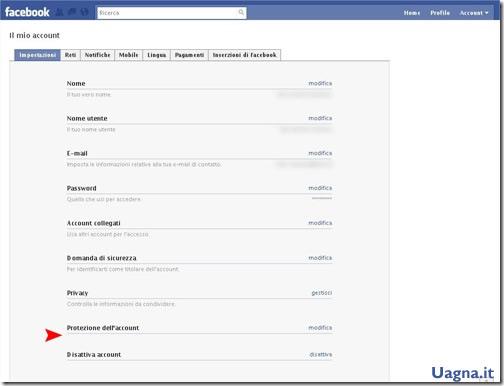 protezione account facebook