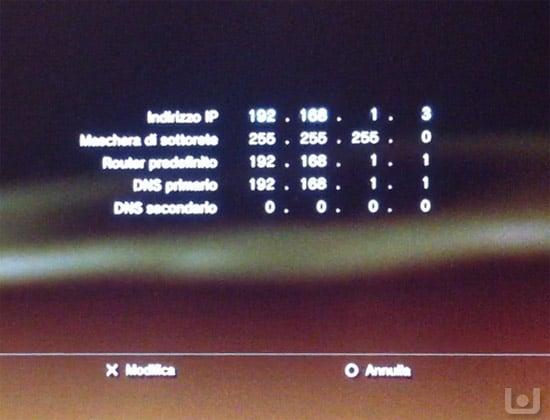 ip fisso alla ps3