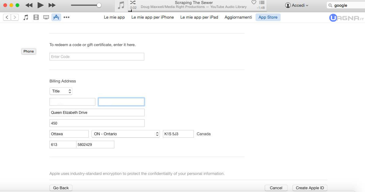 indirizzo iTunes Store Canada
