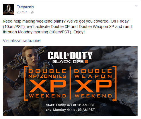 treyarch profilo facebook black ops 3