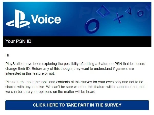 Sony PlayStation Network ID mail