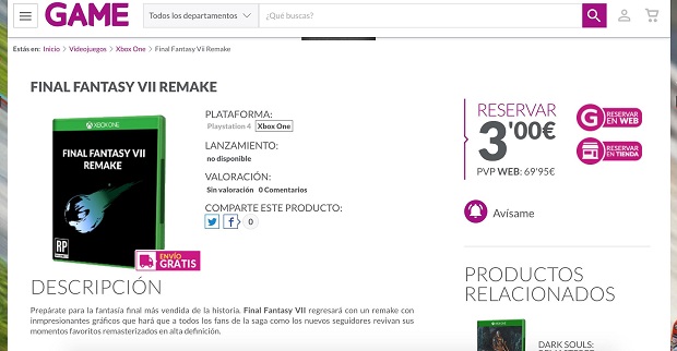 Final Fantasy VII Remake Xbox One