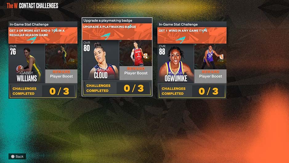 Sfide contatto WNBA NBA 2K23 Sfide contatto WNBA NBA 2K23